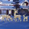 Metal Christmas Decoration Outdoor Yard Xmas Ornament LED Light Deer Elk Statue Luminous Ornaments