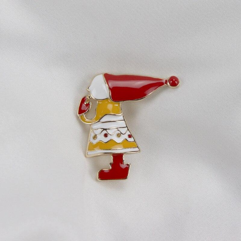 Blucome Enamel Craft New Christmas Girl Brooch for Women Men Suit Scarf Hijiab Pins
