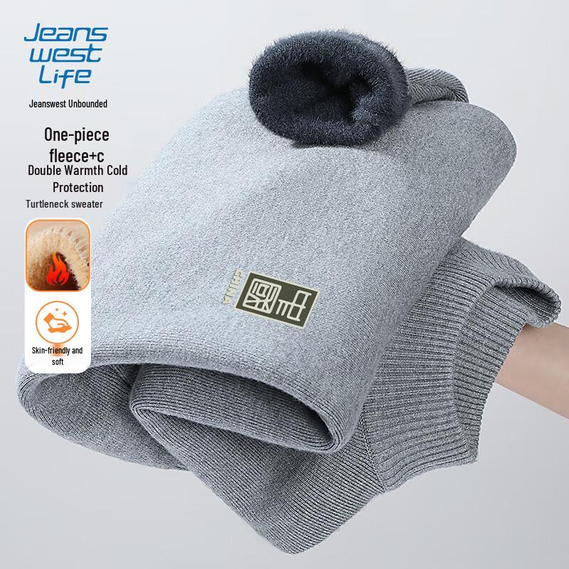 

JEANSWEST LIFE Men s Fleece-Lined Half-High Neck Sweater M