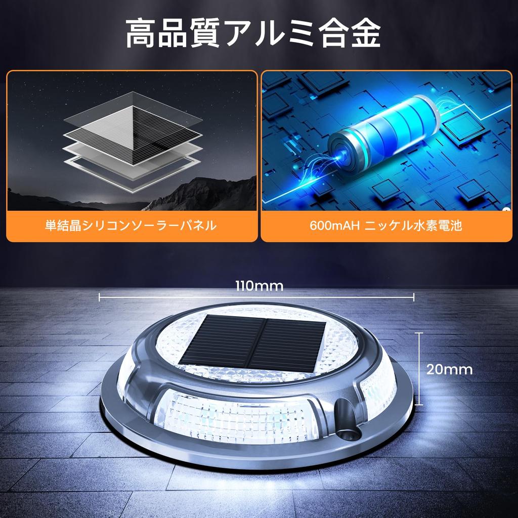 Quntis Solar Deck Lights for Outdoor Use, Dual Color Modes, Visible Up To 500m Away, IP68 Waterproof, Solar Driveway Lights for Stairs, Walkways, and