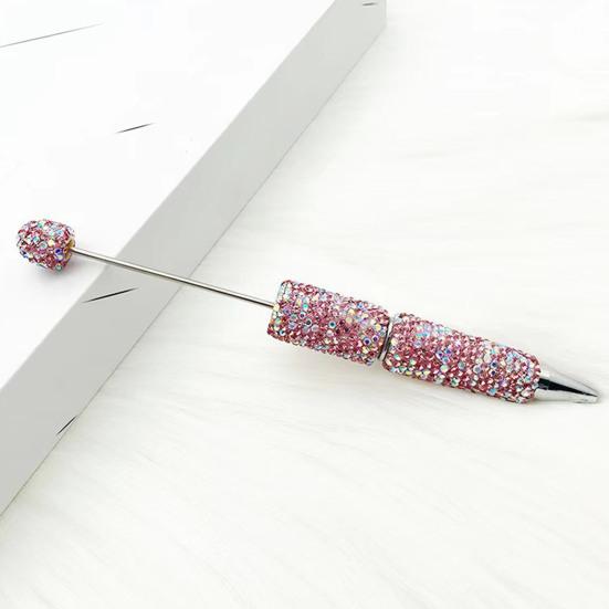 Comfortable Grip Gel Pen Diamond Beadable Pens, Bling Rhinestone Beaded DIY Bead Pen, Crystal Shaft Decorative Craft Black Ink Ballpoint Pens