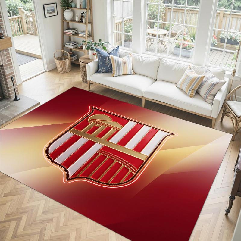 Sunderland Football Design Crystal Velvet Carpet Cozy Non?Slip Printed Rug For Bedroom Living Room Entrance