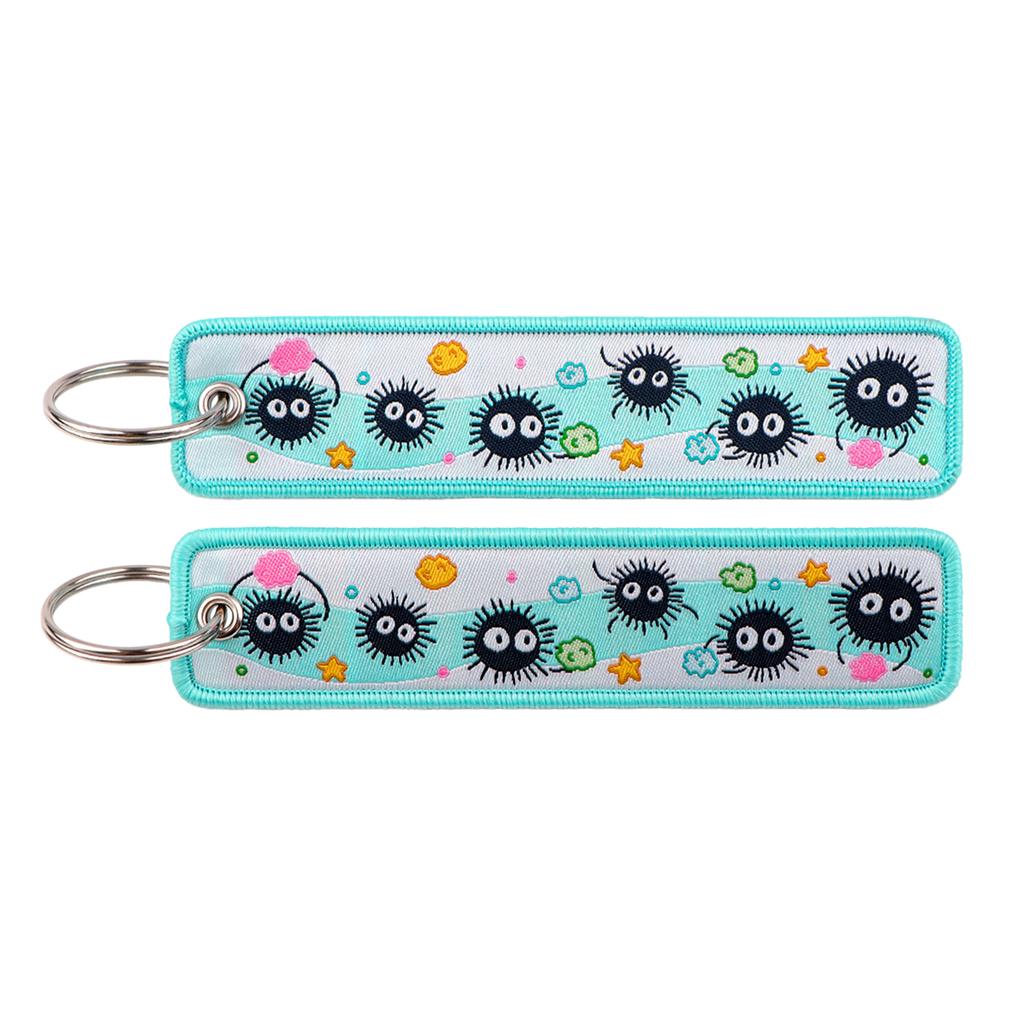 Anime Movie Embroidery Key Fobs White Dragon Key Tags Keychains for Motorcycles Cars Keyring Cosplay Accessories Fans Gifts