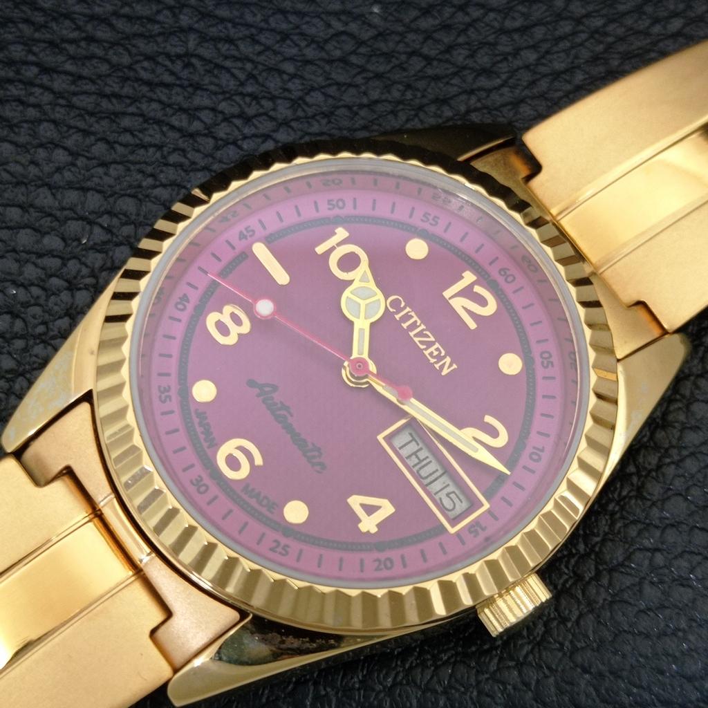 AUTOMATIC VINTAGE REFURBISHED CITIZEN JAPAN MENS PURPLE DIAL WATCH a445365-1