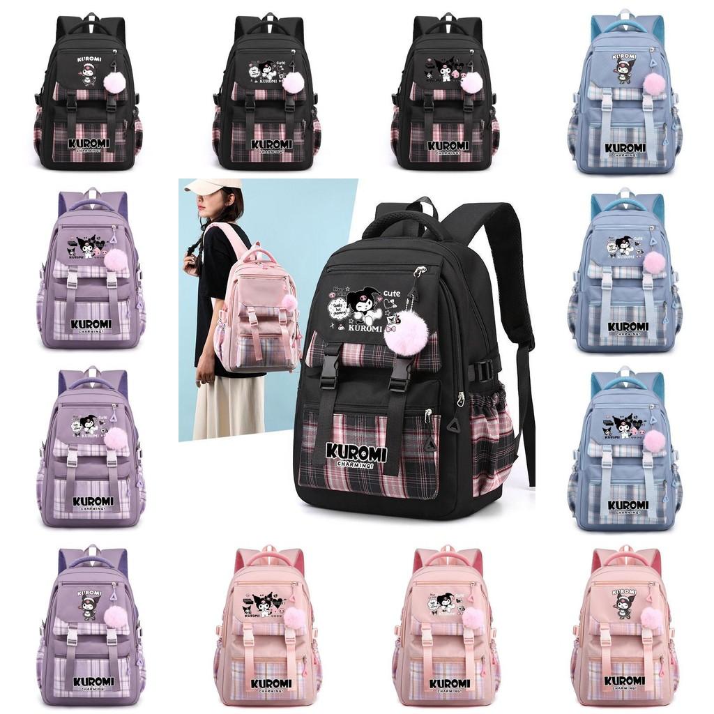 Zaino a Libro di Kuromi per Bambini Zaino in Nylon con Cartone Animato di Ragazza per Viaggi e Scuola