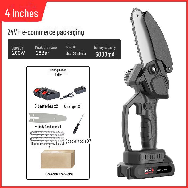 High-Power Rechargeable Handheld Electric Chainsaw for Tree Pruning and Logging