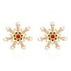 Pearl Christmas Stud Earrings Multicolor Xmas Dangle Earrings Sweet Snowflake Earrings  Holiday