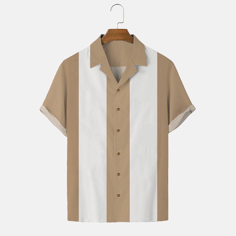 Men's Summer Hawaiian Shirt 3D Stripe Printed Short Sleeved Shirt Holiday Short Sleeved Beach Top T-shirt Men's Large Shirts