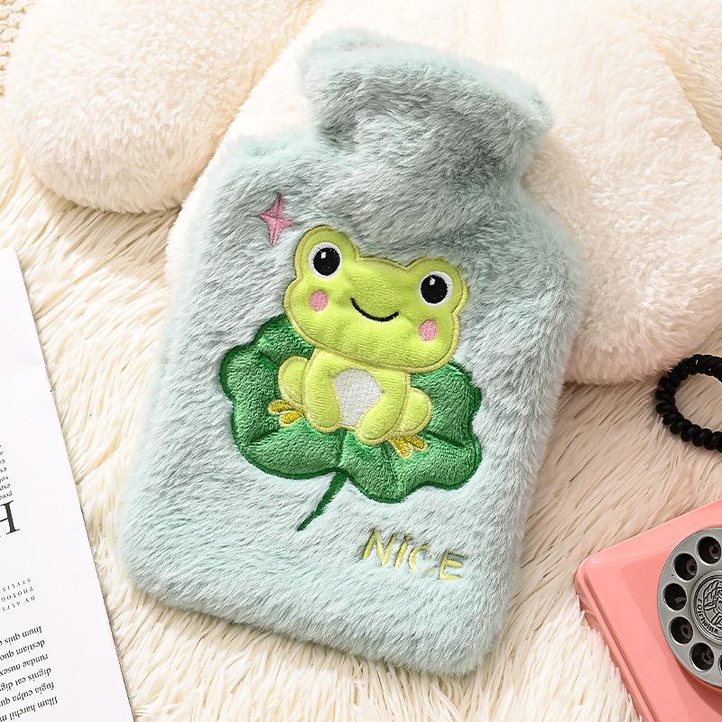 Cartoon Flannel-Covered Thick Plastic Hot Water Bottle - Winter Bed & Hand Warmer for Girls