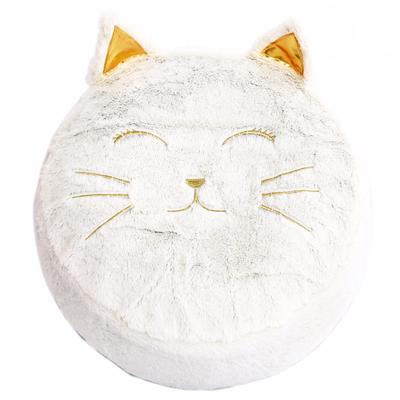 [R0920] - Floor Cushion / Pouf 'Cats' Golden White - 45x15 Cm