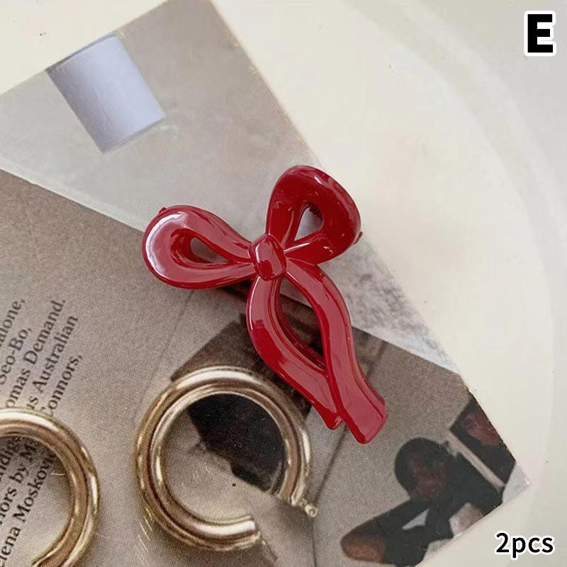 

2 шт., рождественские и годовые винно-красные геометрические заколки для волос в виде акулы для женщин, элегантные универсальные заколки для волос, аксессуары для волос