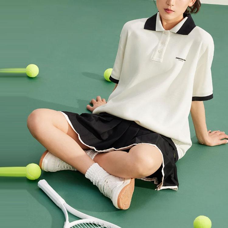 Li Ning X HZW Collaboration CF Contrast Color Sports Short Sleeve Polo Shirt Women Polo Shirts Off-White APLT214-1