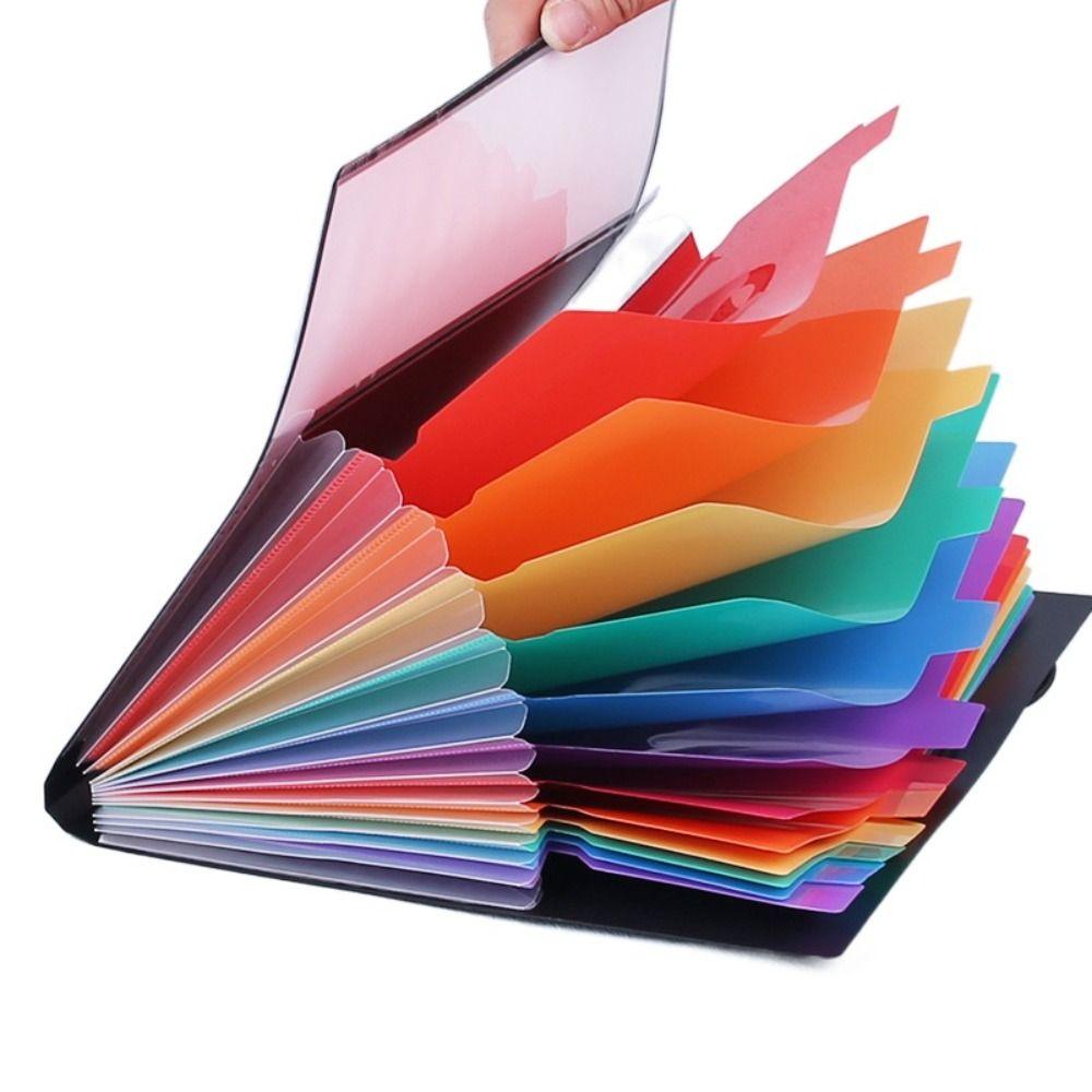 High Quality 13 Pockets Expanding File Folder PP Rainbow Inner Page Organ Bag Portable Document Bag School Office