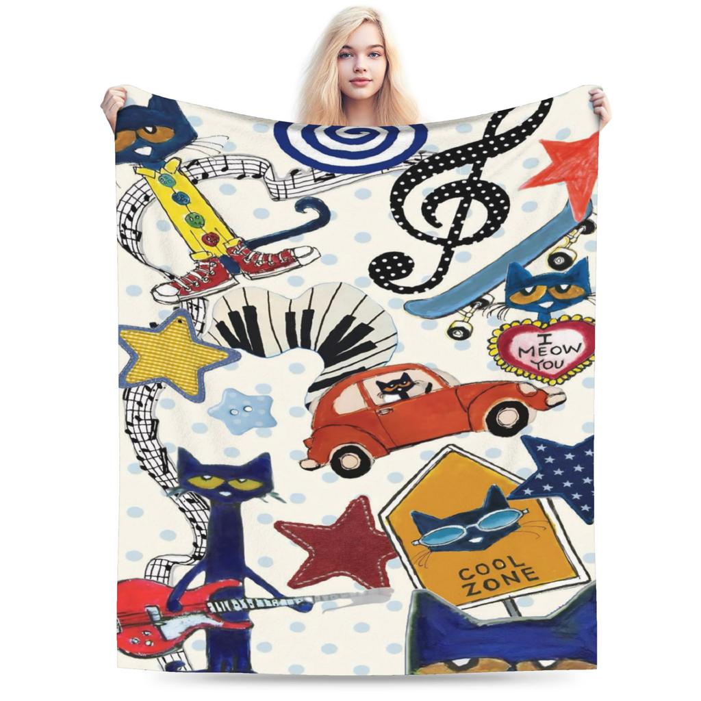 Pete The Cat Blanket Flannel Relax Super Soft Throw Blanket for Bed Bedding Throws