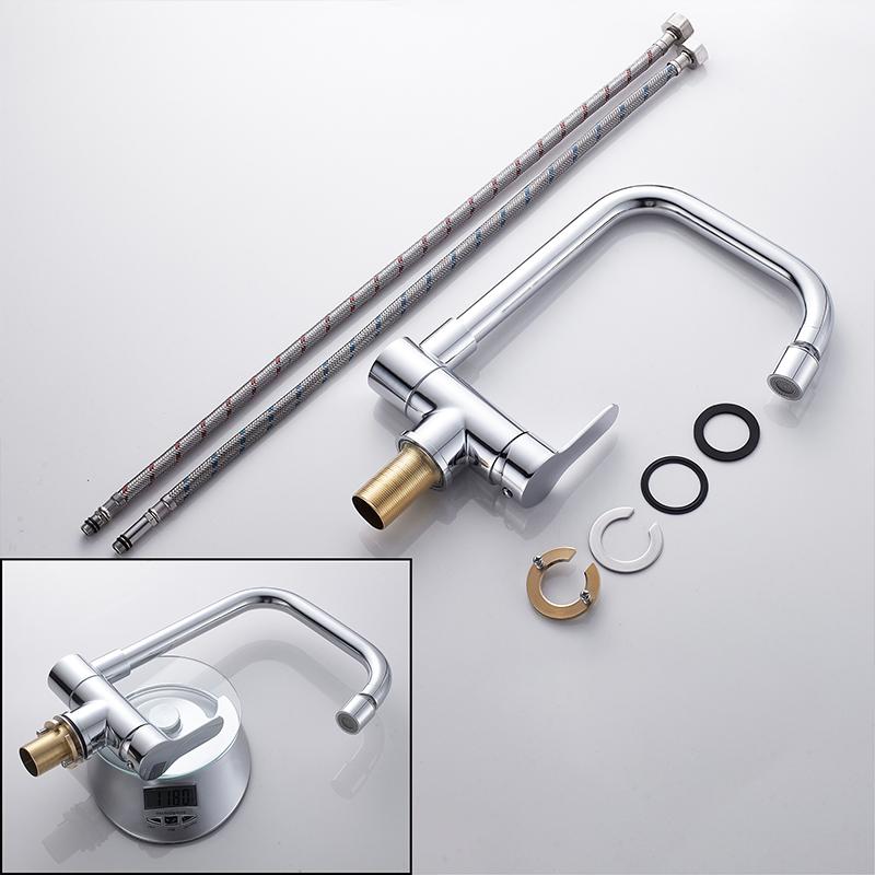 Torneira de cozinha para janela frontal, giratória 360°, misturador dobrável, 2 modos de spray, torneira dobrável de alavanca única EL9005
