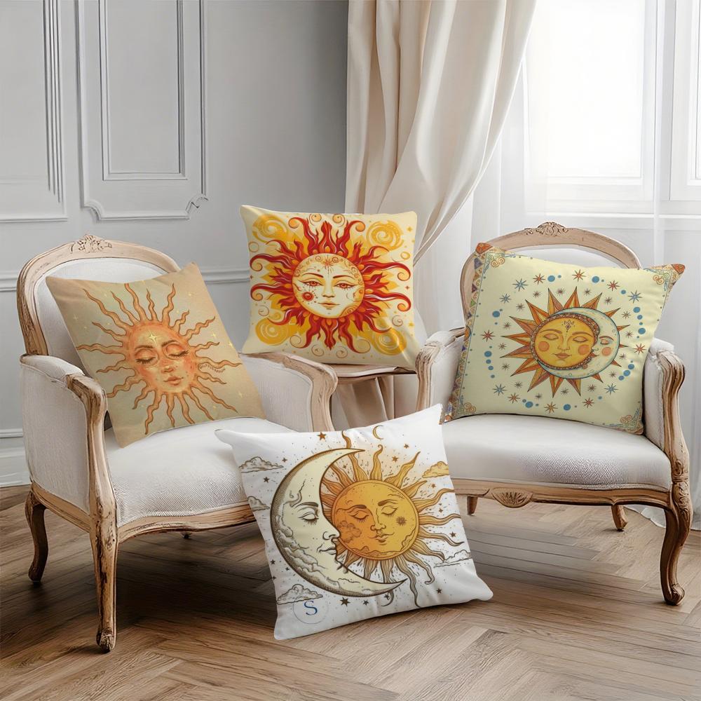 Portia Sun Moon Pattern Pillow Case Printing Pillowcase Living Room Sofa Cushion Cover Bedroom Room Decor