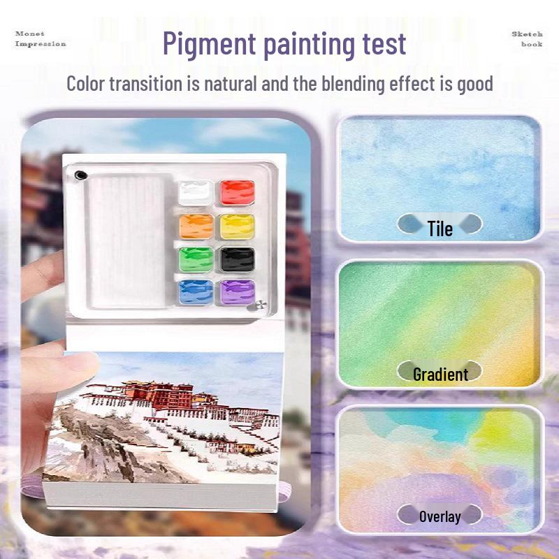 Moyu Watercolor & Acrylic Travel Sketching Set: Portable Palette, Drawing Board, and Book for Painting and Sketching.