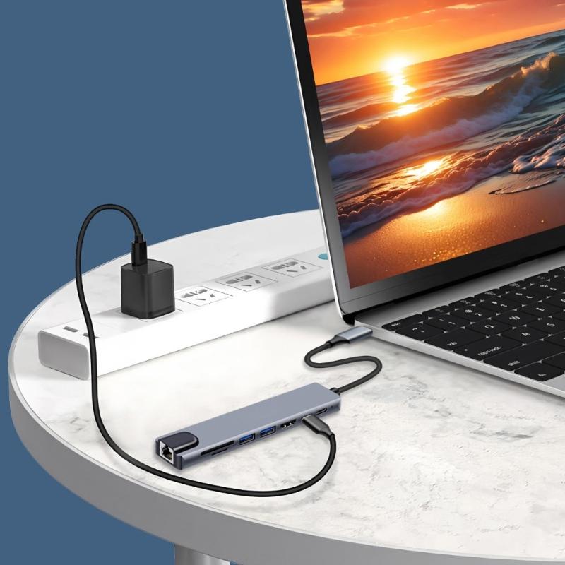 Multiports USB C Docking stations with 4K Hdmis Fast Charging Dock Gigabit Ethernet Connectivities for Laptop PC Devices