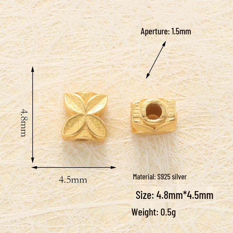 S925 Gold-Plated Silver Hollow Heart Smiley Face Bead Spacer for DIY Bracelet Accessories.