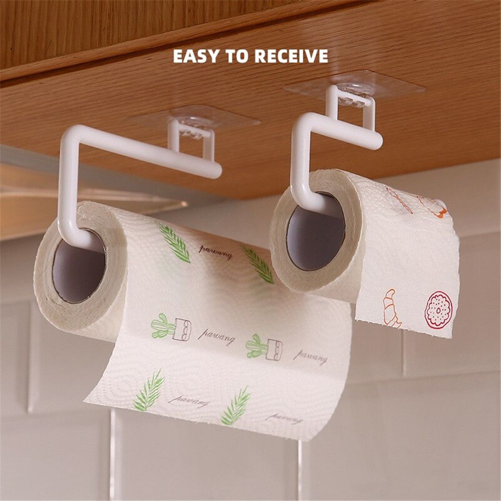 Kitchen Plastic Home Accessorie Paper Hanger Holder Self Adhesive