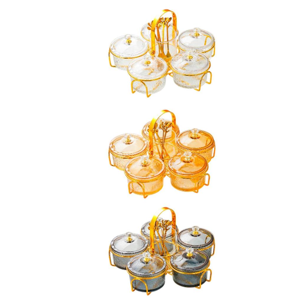 Dried Fruit Plate Luxury with 5 Fruit Forks Food Storage Box Ornament Appetizer Plate for Candy Cookies Cakes Fruit Dining Room
