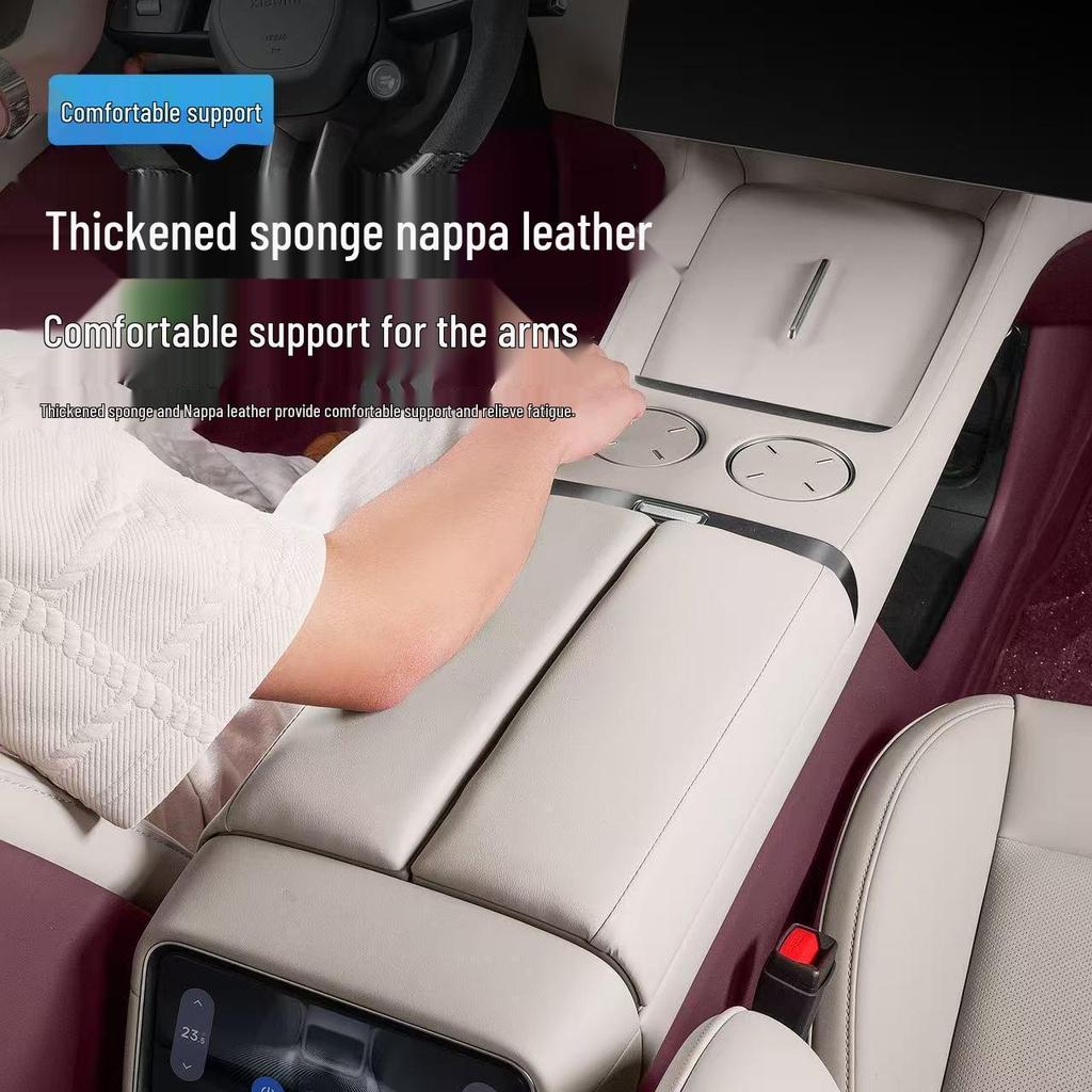 Nappa Leather Booster Mat for Xiaomi YU7 Console Armrest, Car Interior Modification Accessory