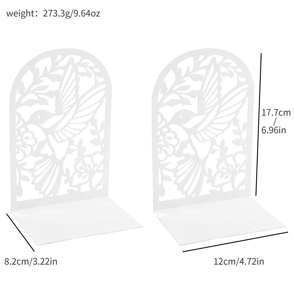 

2 шт. Металеві підставки для книг з ластівками та квітами, настільний тримач для книг, креативна книжкова полиця, офісне приладдя білий