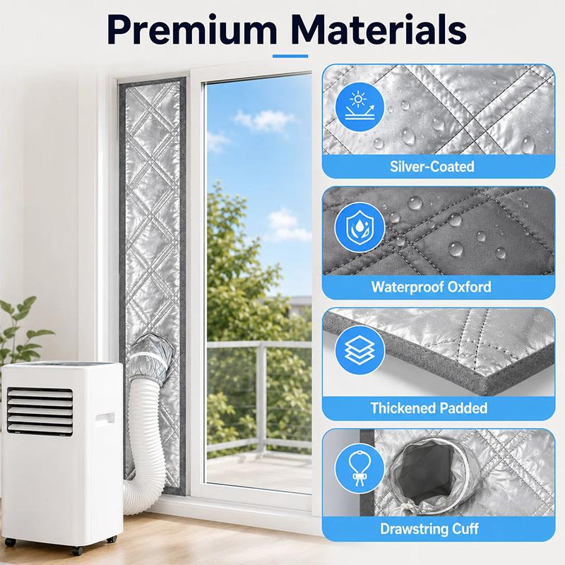 Thickened Portable Ac Window Seal Kit Aluminum Foil Cotton Oxford Cloth Exhaust Hose Vent Cover Waterproof Heat Insulation