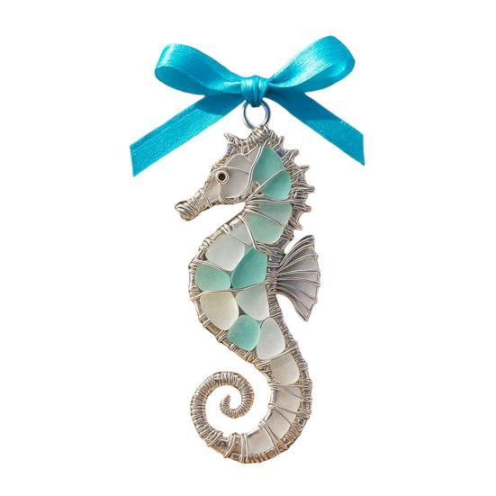 Handgemaakte Zee Glas Oceaan Ornamenten 2D Acryl Kust Hangende Ornamenten Zee Schildpad Octopus Zeepaardje Vis Cadeaus voor Boom Huis Decoratie Strand Liefhebbers