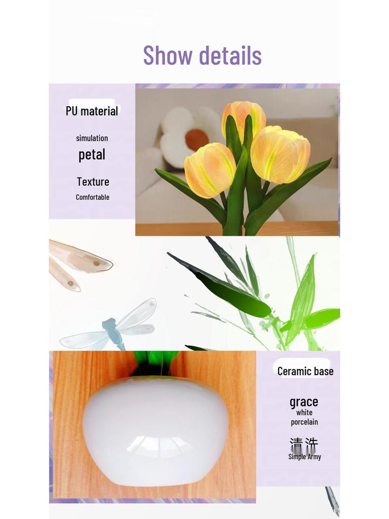 LED Tulip Night Light - Simulated Flower Bouquet for Bedroom Decor and Creative Father's Day Gift