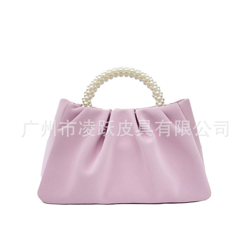 Cloud pleated bag summer new temperament hand carry pearl wrist handbag shoulder messenger bag