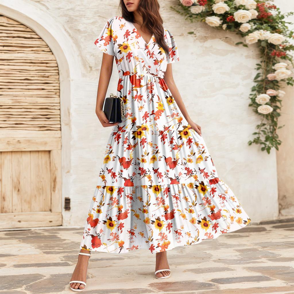 Women's Flowy Dresses Women's Summer Dresses Casual Short Sleeve Maxi Dresses Formal Maxi Dresses