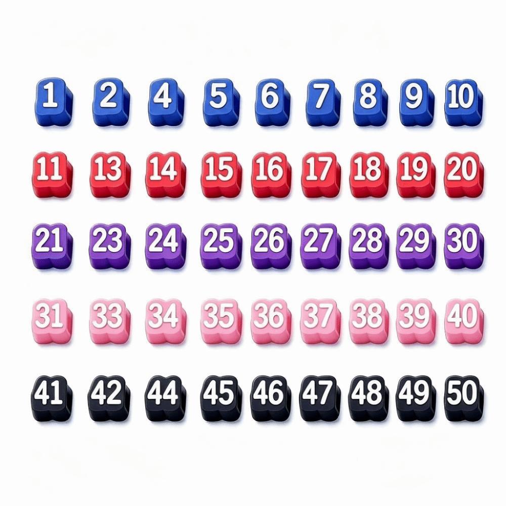 50pcs Soft Pencil Tracking Markers Silicone Numbered Pencil Caps Reusable Pencil Labels Girls
