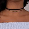 Fesciory Schwarze Halskette für Damen, Verstellbarer Täglicher Goth Schmuck Geschenk | Verstellbare Passform, Enganliegende Schwarze Halskette, Spitze Samt Perlen oder Anhänger