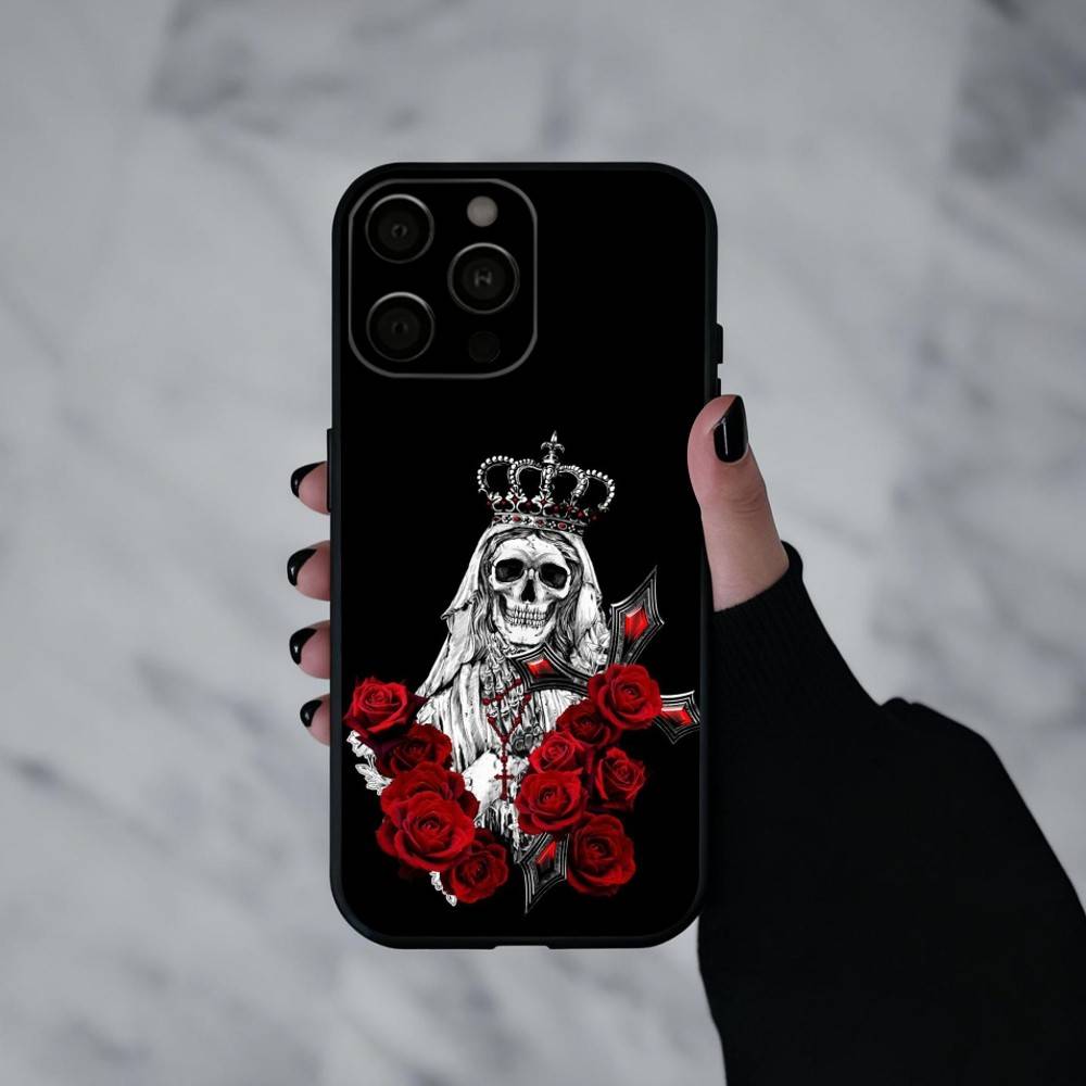 Santa M-Muerte P-print-T Phone Case For iPhone 17pro,16,15,14,13,12,11 Plus,Pro Max,XS,Soft Silicone Black Cover