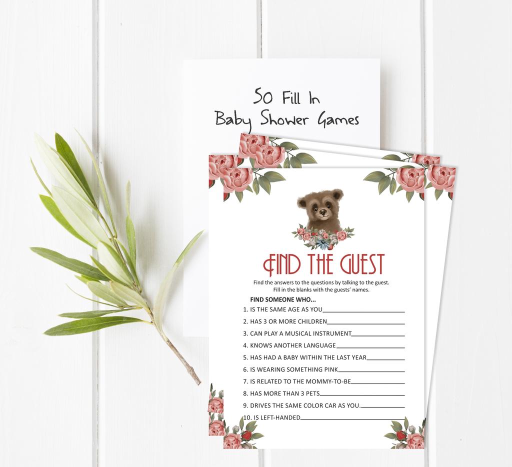 Inkdotpot Baby Shower Game Set Of 50 BabyA  AlphabetA  ABCA  Game Bear Jungle Animals Party