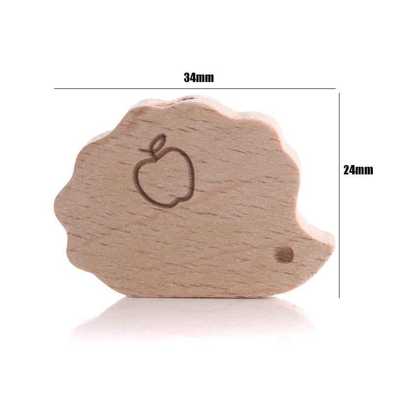 10Pcs Natural Beech Wooden Beads Cat Heart Butterfly Rainbow Cat Teethers Beads for Baby Necklace Pacifier Chain Crafts Jewelry