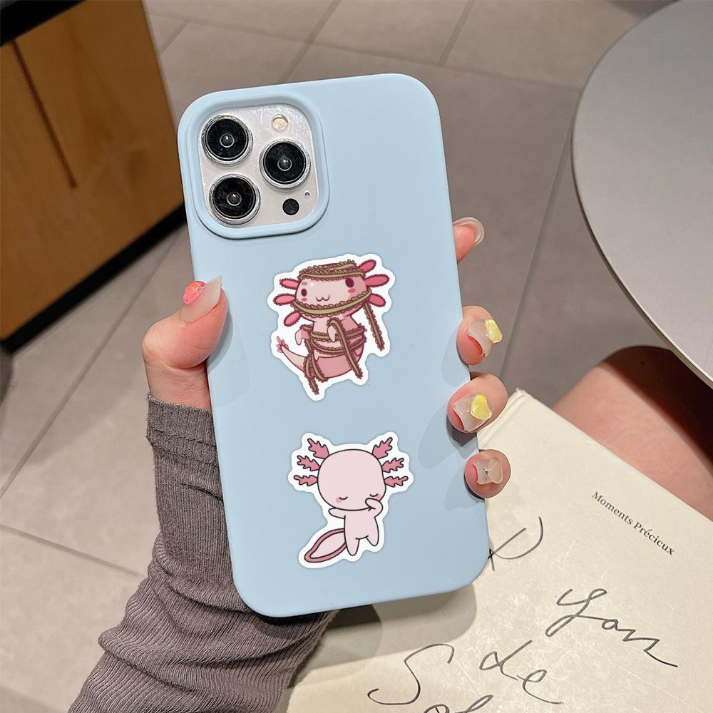55/110 Naklejki Doodles Kreskówkowe Salamandra Meksykańska Aksolotl Zwierzę Walizka Gitara Naklejki DIY