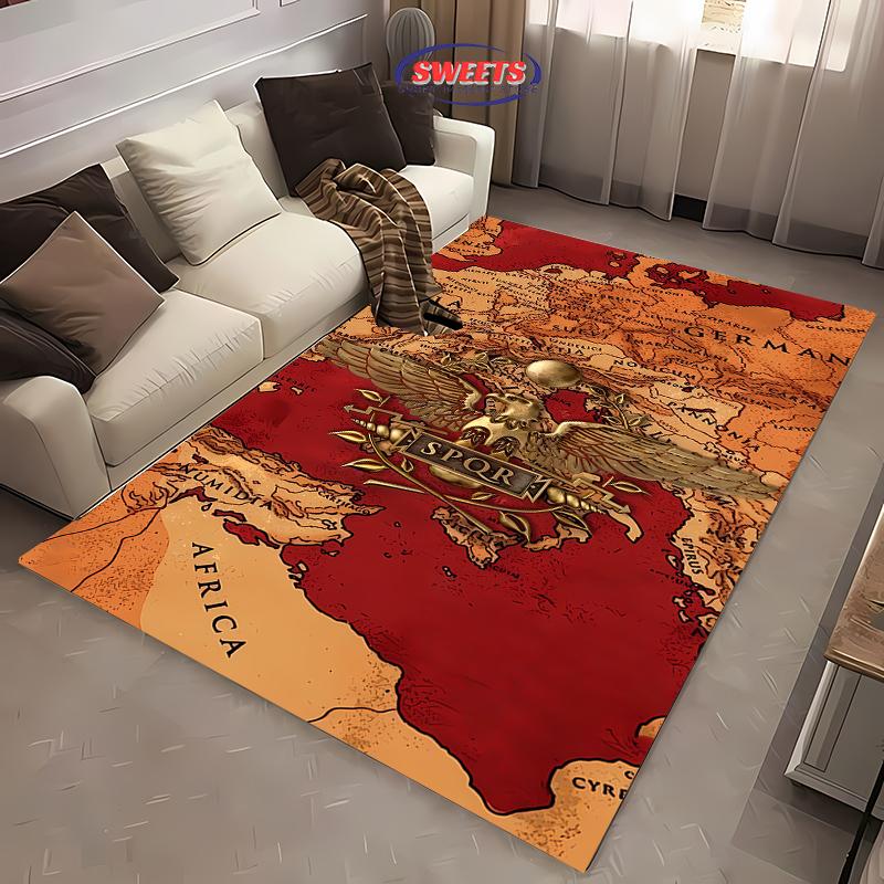 Tappeto con Stampa Logo Romano Vintage Classico Soggiorno Camera da Letto Ufficio Comodino Bagno Tappetini Pavimento Decorazione Casa Tappeto Regalo Arrivo Rapido