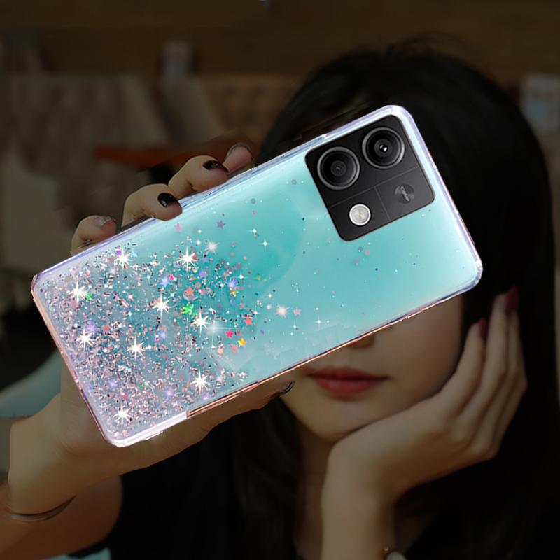 

Чехол ярких цветов с блестками и звездами для Xiaomi Redmi Note 13 Note13 Pro Plus 4G 5G, мягкий силиконовый прозрачный противоударный чехол для телефона For Redmi Note 13 4G зелёный