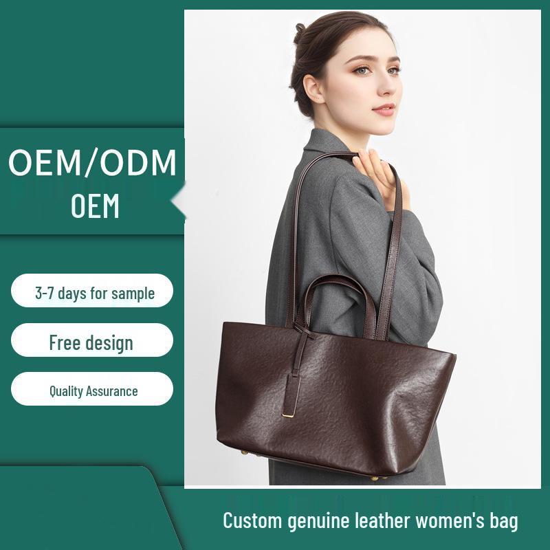 New Women's Genuine Leather Large Capacity Retro Tote & Crossbody Bag
