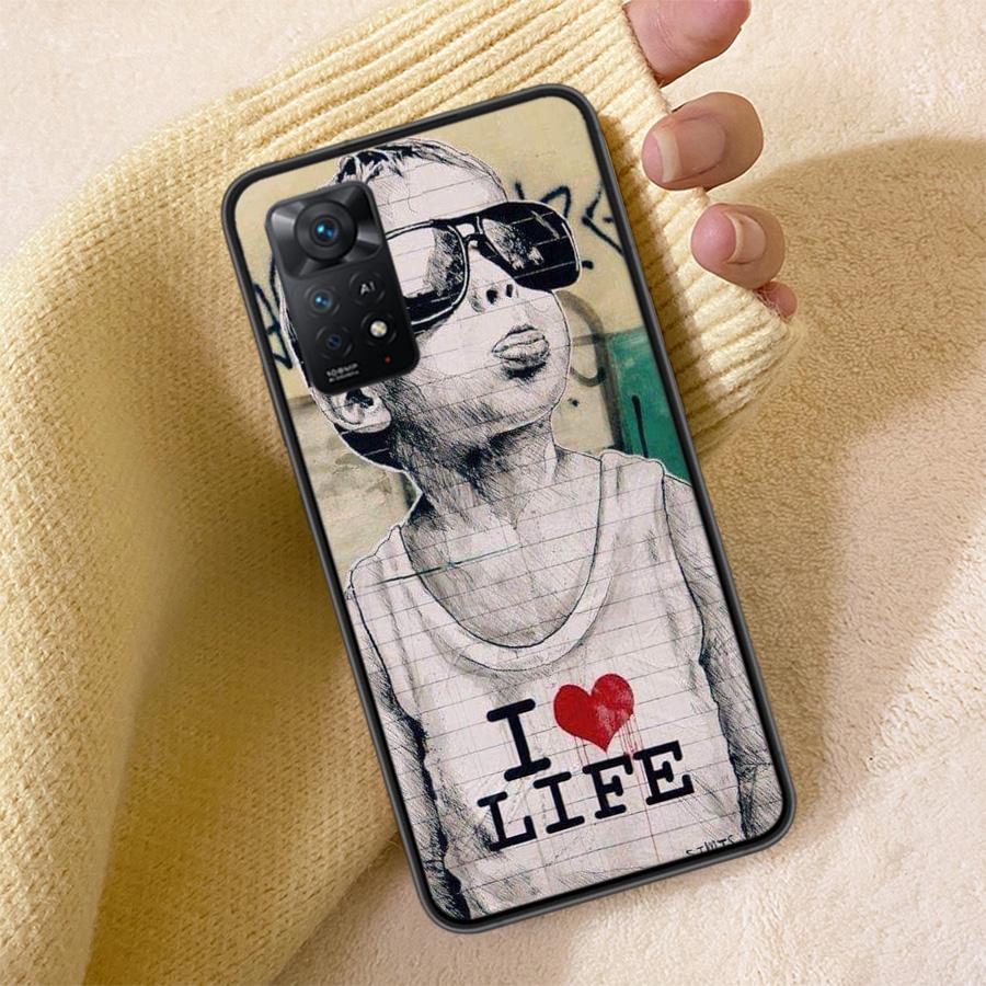 Street Art Banksy Graffiti Phone Case For Redmi 13C 14C Note 14 13 Pro Plus 5G Clear Capa 12 12C 10A 10C 10 9A 9C 9T 9 8 Pro Cov