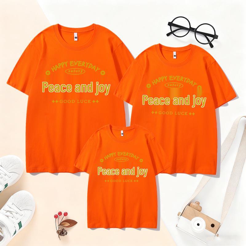 2026 Year of the Horse Red Parent-Child Short-Sleeve T-Shirt – Happy and Peaceful New Year Family Set