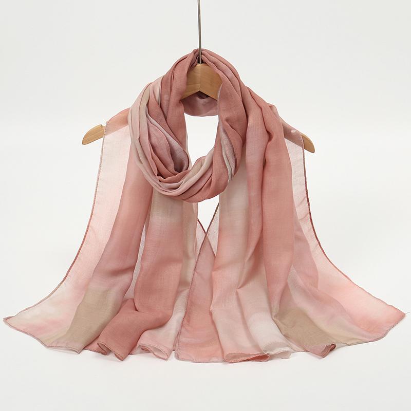 Farbverlauf Grün Aquarell Floral Bedruckt Modal Atmungsaktiv Leicht Gewicht Weiche Baumwolle Rayon Viskose Gewebt Modal Muslimische Frauen Schal