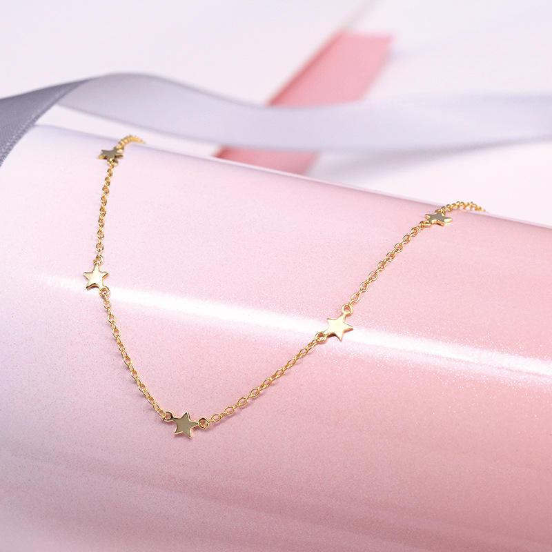 Fashion Jewelry Gold Necklace Set 925 Sterling Silver 18K Gold Plated Necklace Star Necklace Chain Jewelry Women