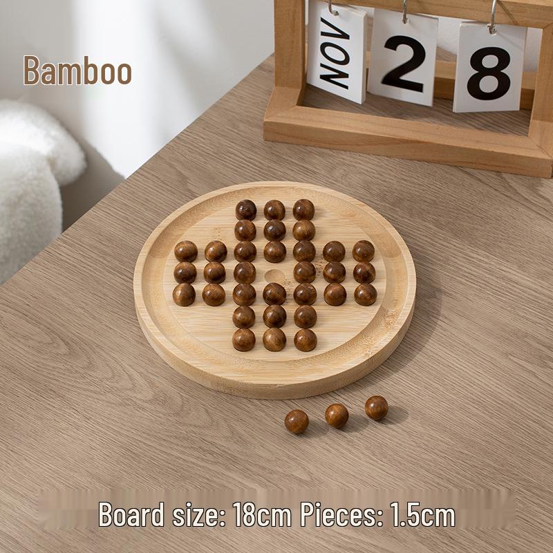 Wooden Peg Solitaire Educational Toy for Kids - Diamond Chess Game