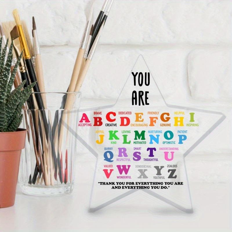 Teacher Gifts (Women & Men) – Birthday,Xmas, Teacher's Day,Thanks,Grad, Back to School. Acrylic Desk Decor w/Affirmations Print.