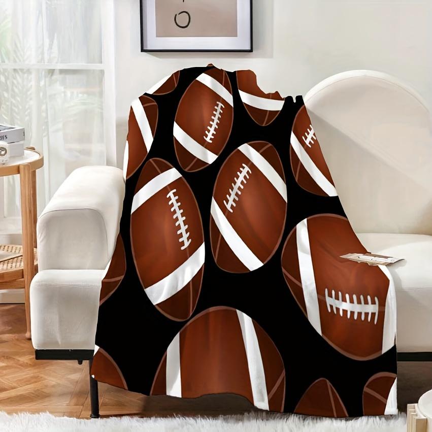 Rugby-Themed Flannel Blanket - American Football Print | Home/Travel/Sports Events | Christmas Decor & Rugby Fan Gift