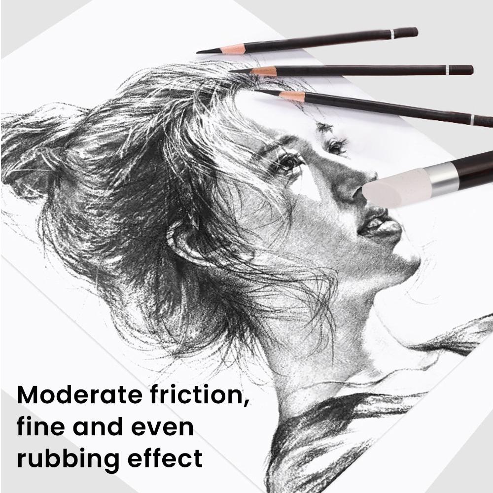 1set Replaceable Head Kneaded Eraser Blending Tool Moderate Friction Sketch Rubbing Pen For Drawing