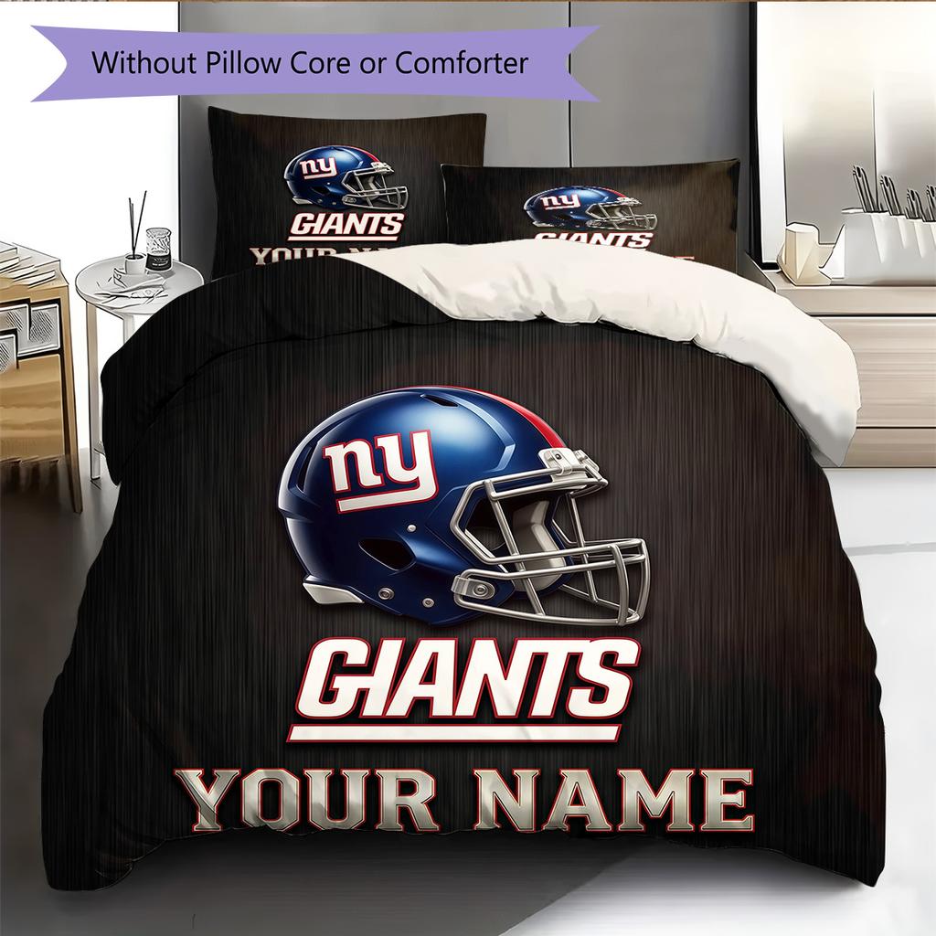 Custom Name New York Giants2 Pattern Bedding Quilt Set  Home Decoration  Gift (1 * duvet cover + 2 * pillowcase  without core)